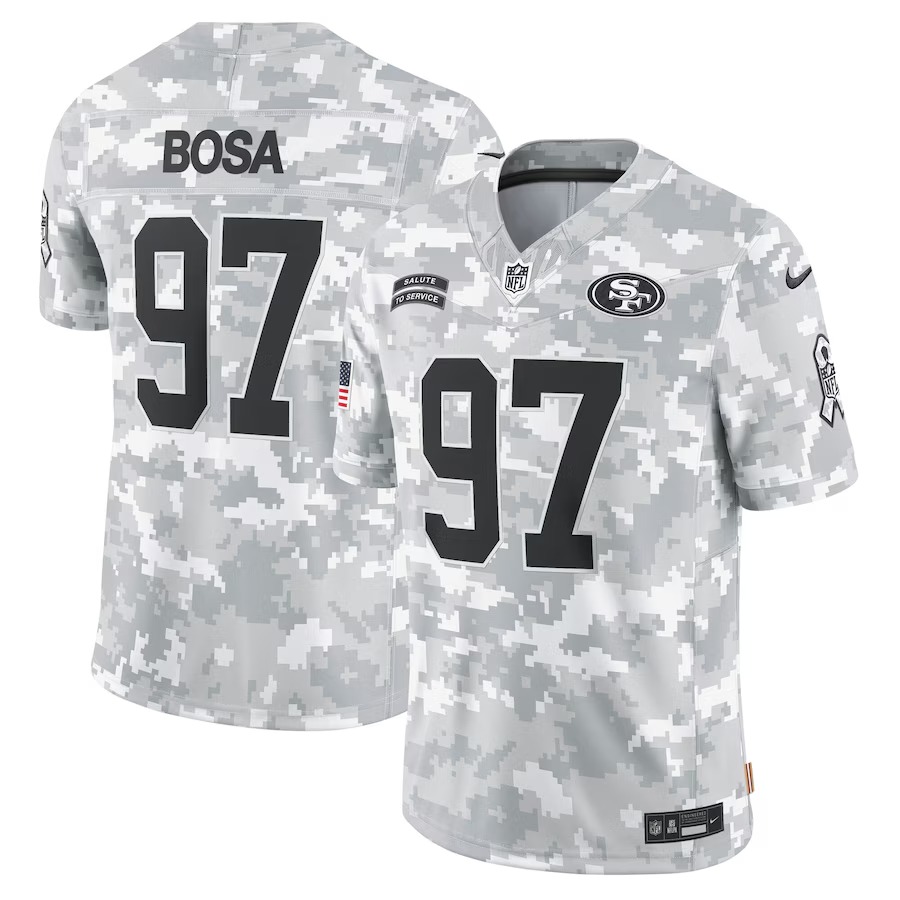 Men's San Francisco 49ers Nick Bosa Nike Arctic Camo 2024 Salute to Service Limited Jersey - U-jersey