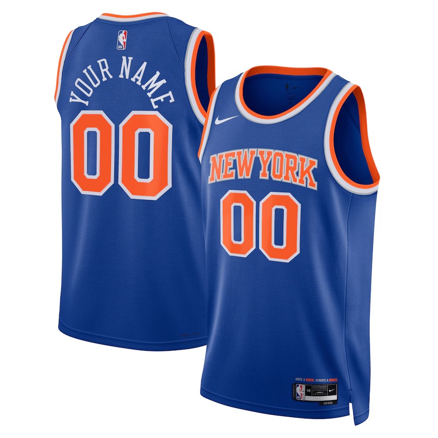 Unisex New York Knicks Nike Blue Swingman Custom Jersey - Icon Edition - U-jersey