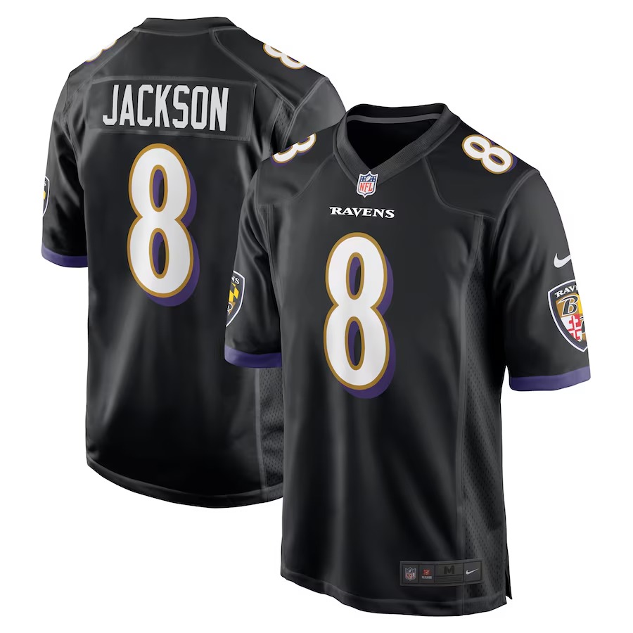 Men's Baltimore Ravens Lamar Jackson Nike  Black Alternate Game Jersey - U-jersey