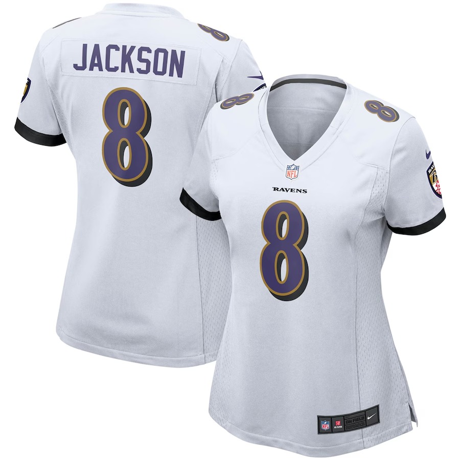 Women's Baltimore Ravens Lamar Jackson Nike White Game Jersey - U-jersey