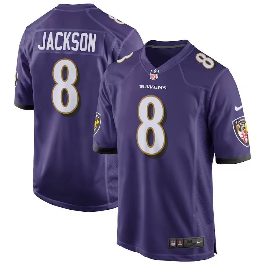 Men's Baltimore Ravens Lamar Jackson Nike Purple Game Jersey - U-jersey