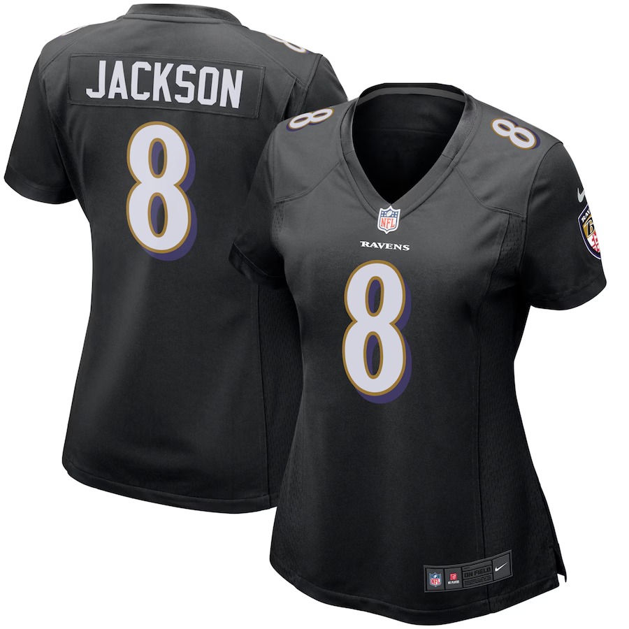 Women's Baltimore Ravens Lamar Jackson Nike Black Game Event Jersey - U-jersey