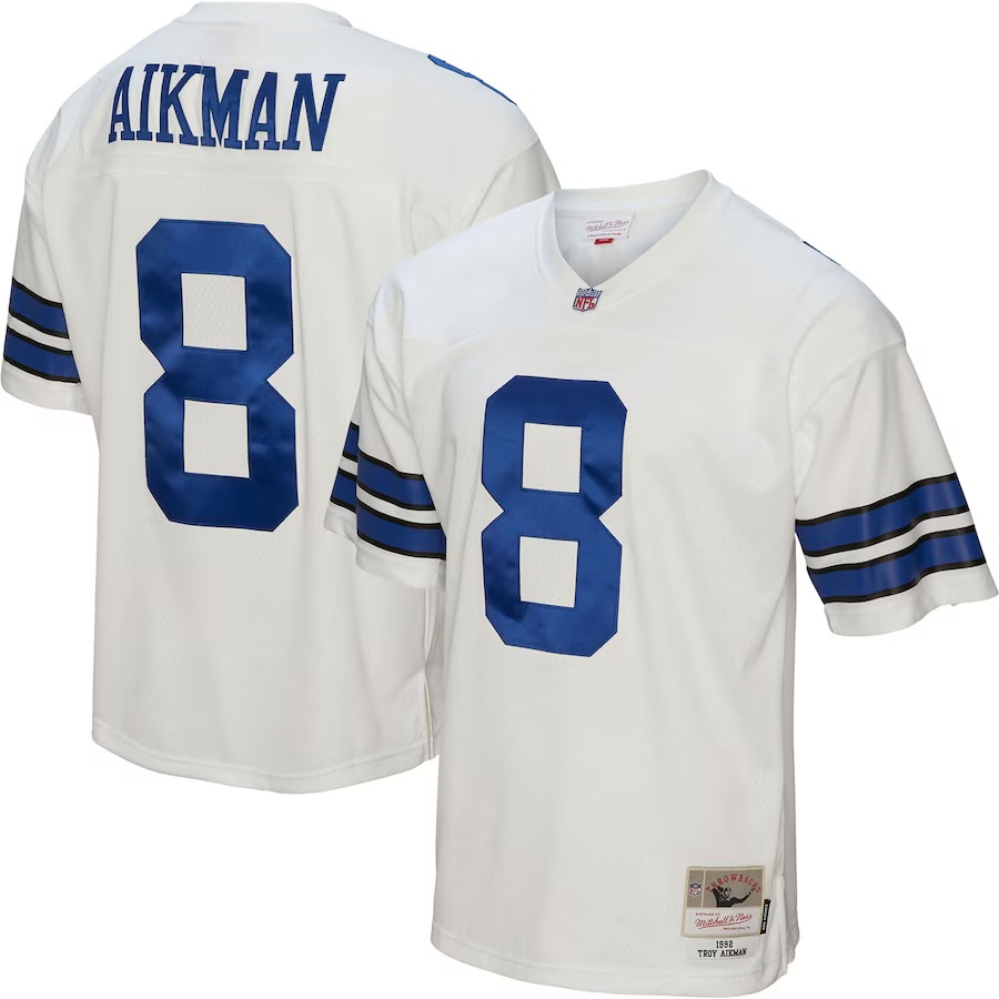 Men's Dallas Cowboys Troy Aikman Mitchell & Ness White Legacy Replica Jersey - U-jersey