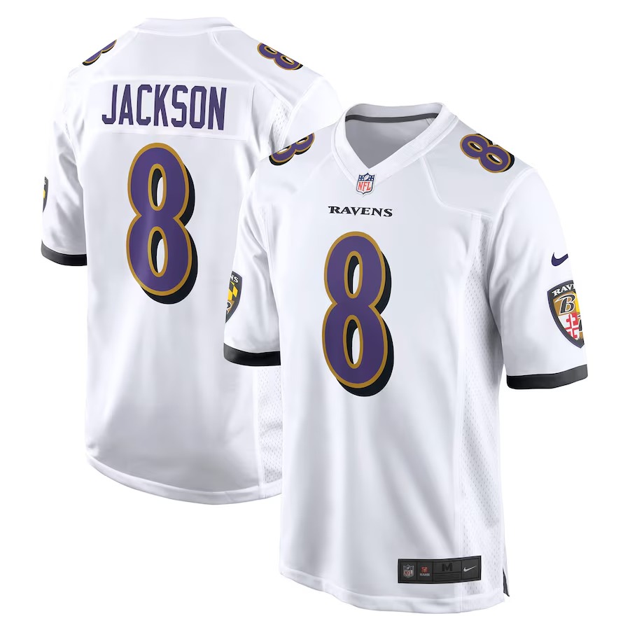 Men's Baltimore Ravens Lamar Jackson Nike White Game Jersey - U-jersey