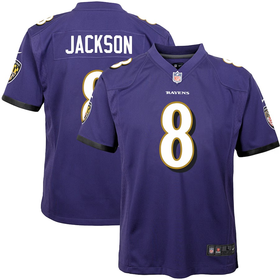 Youth Baltimore Ravens Lamar Jackson Nike Purple Game Jersey - U-jersey
