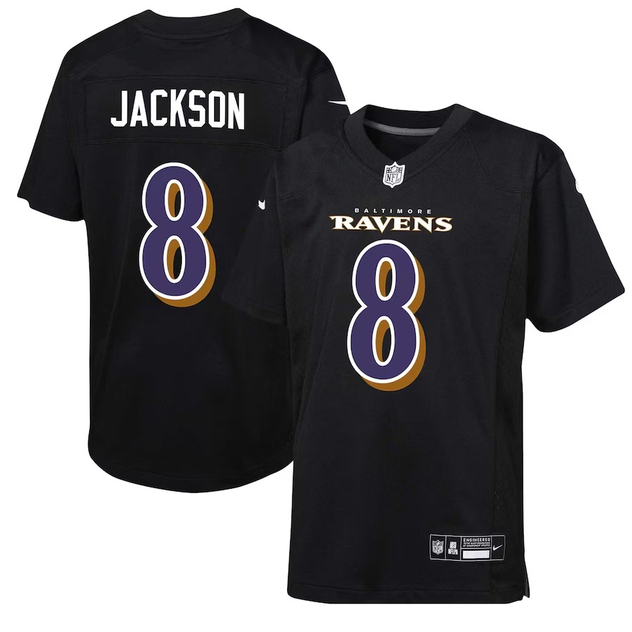 Youth Baltimore Ravens Lamar Jackson Nike Carbon Black Fashion Game Jersey - U-jersey