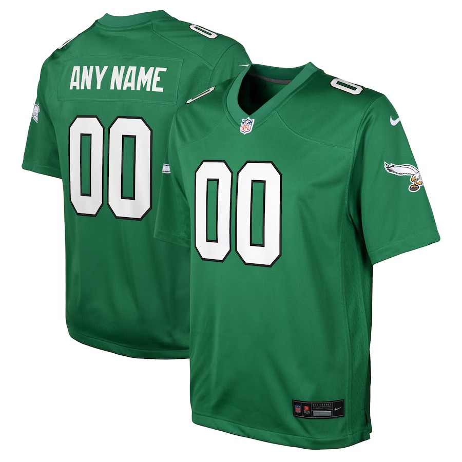 Youth Philadelphia Eagles Nike Kelly Green Alternate Custom Game Jersey - U-jersey