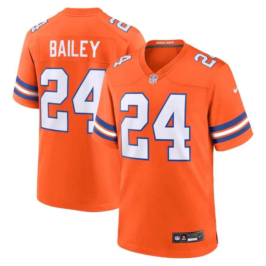 Men's Denver Broncos Champ Bailey Nike Orange Mile High Collection 1977 Throwback Retired Player Game Jersey - U-jersey