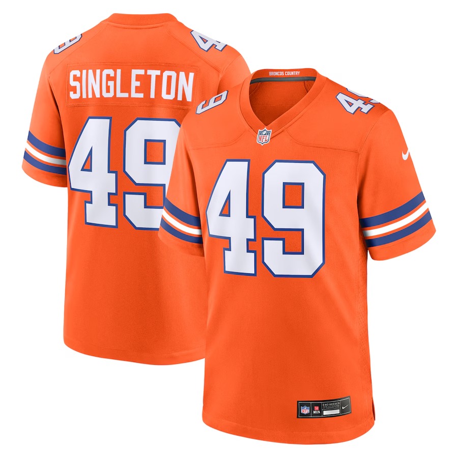 Men's Denver Broncos Alex Singleton Nike Orange Mile High Collection 1977 Throwback Player Game Jersey - U-jersey