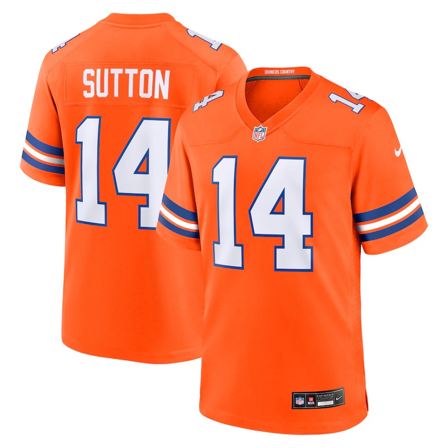 Men's Denver Broncos Courtland Sutton Nike Orange Mile High Collection 1977 Throwback Player Game Jersey - U-jersey
