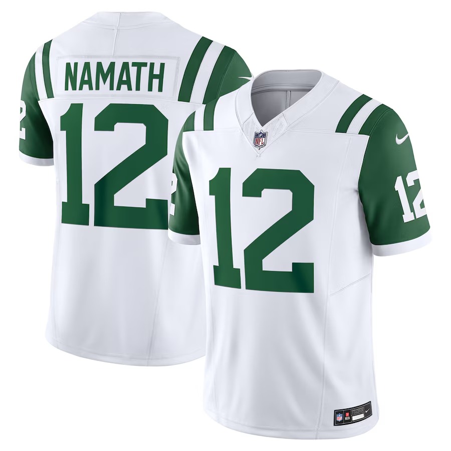 Men's New York Jets Joe Namath Nike White Classic Alternate Vapor F.U.S.E. Retired Player Limited Jersey - U-jersey