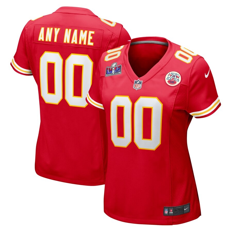 Women's Kansas City Chiefs Nike Red Super Bowl LVIII Patch Custom Game Jersey - U-jersey