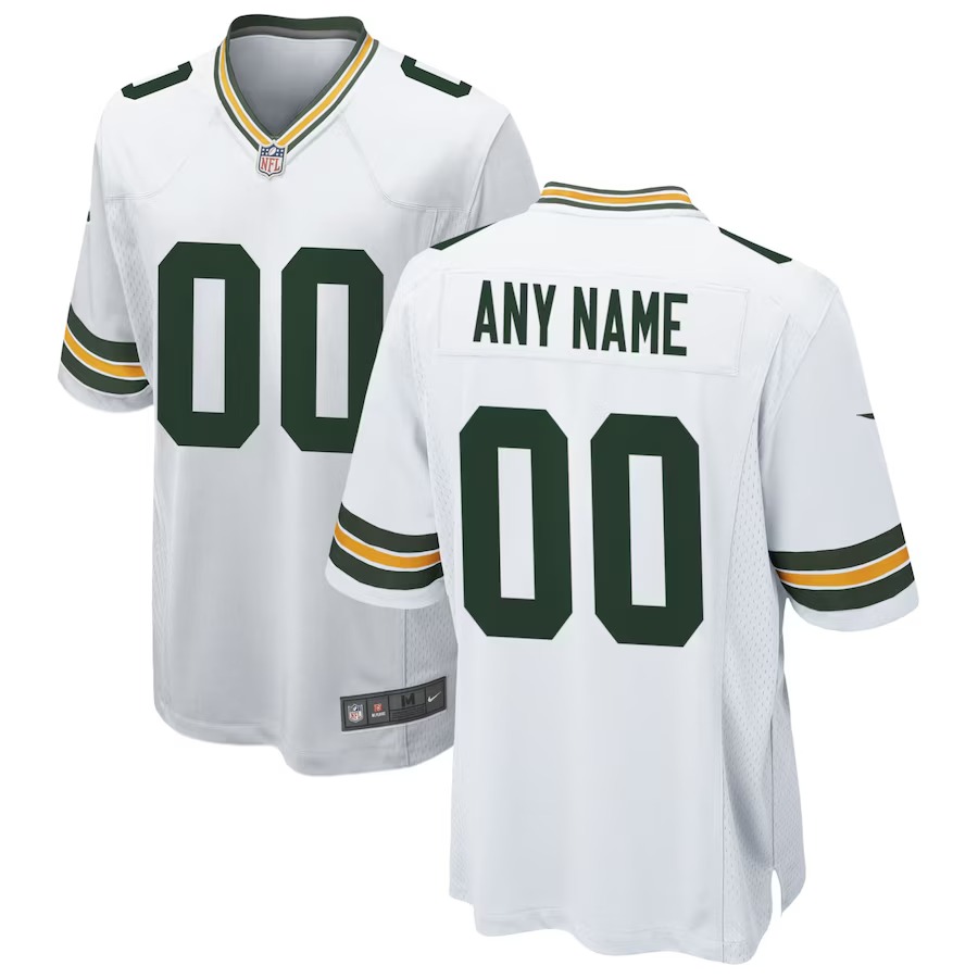 Men's Green Bay Packers Nike White Custom Game Jersey - U-jersey