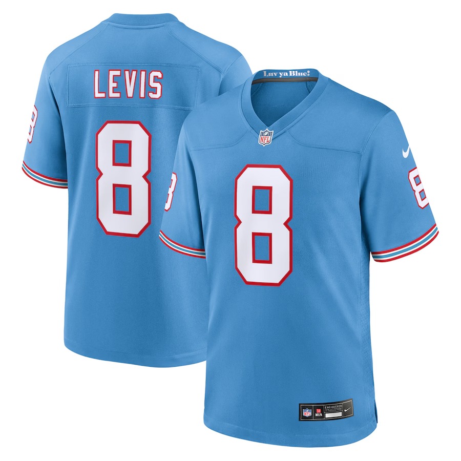 Men's Tennessee Titans Will Levis Nike Light Blue Oilers Throwback Player Game Jersey - U-jersey