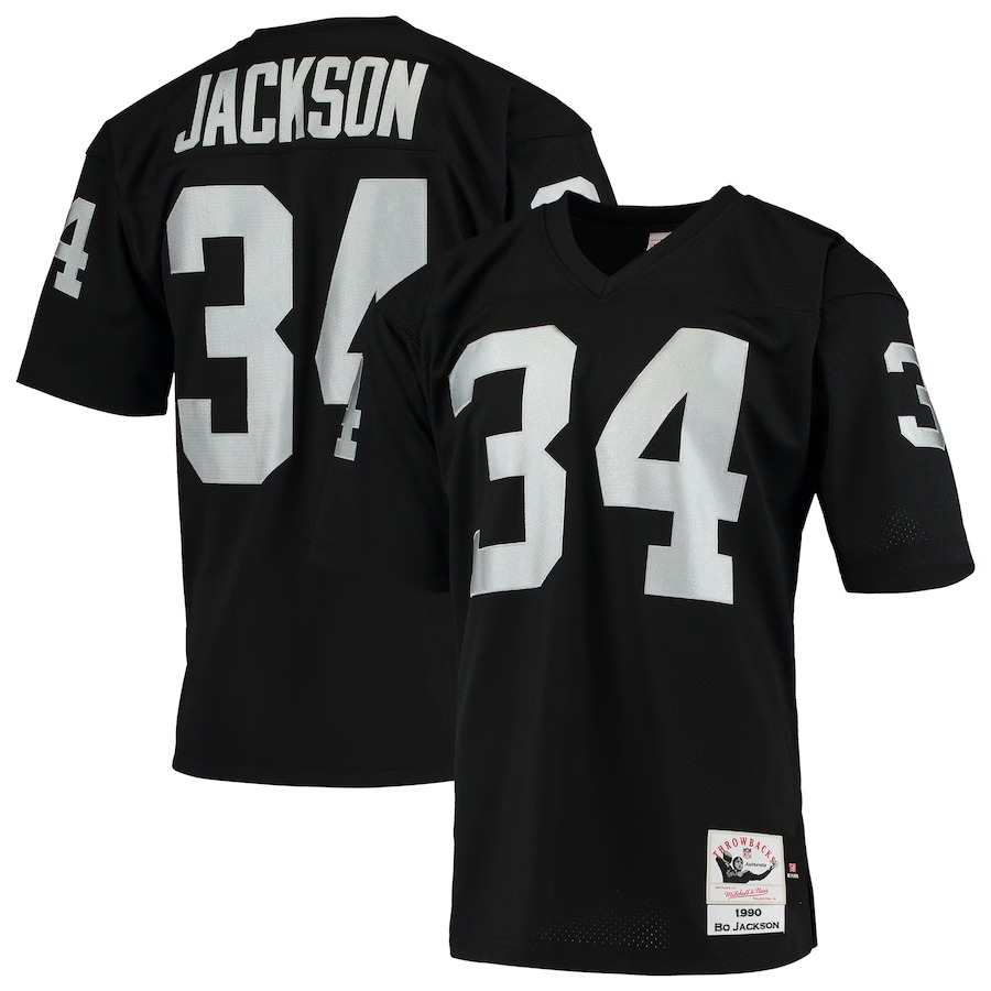 Men's Las Vegas Raiders 1990 Bo Jackson Mitchell & Ness Black Authentic Throwback Retired Player Jersey - U-jersey