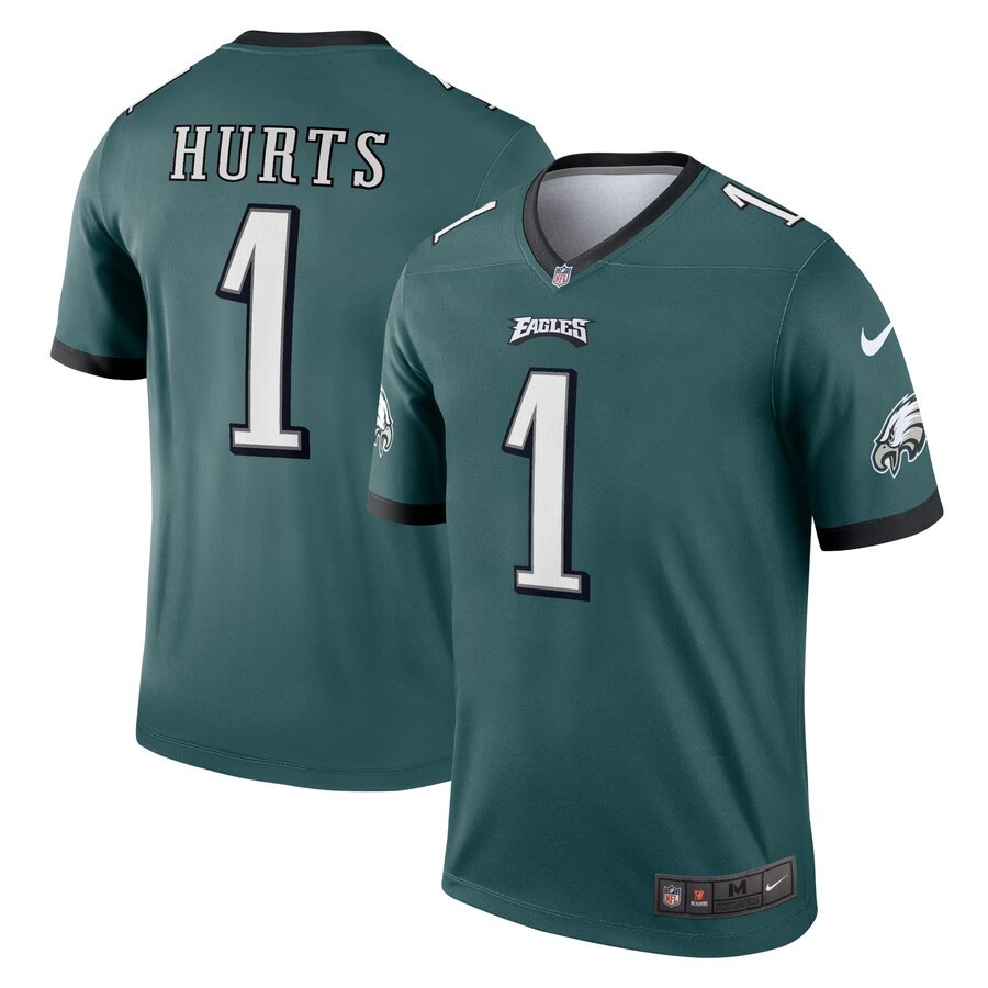 Men's Philadelphia Eagles Jalen Hurts Nike Midnight Green Team Legend Player Performance Top - U-jersey