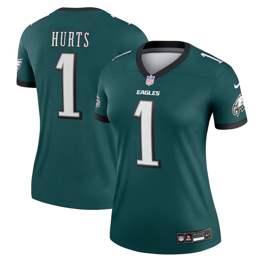 Women's Philadelphia Eagles Jalen Hurts Nike Midnight Green Legend Player Performance Top - U-jersey