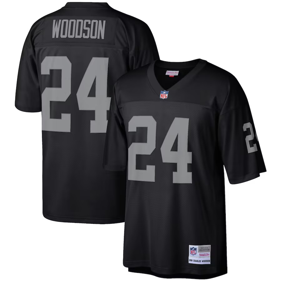 Men's Las Vegas Raiders Charles Woodson Mitchell & Ness Black Legacy Replica Jersey - U-jersey