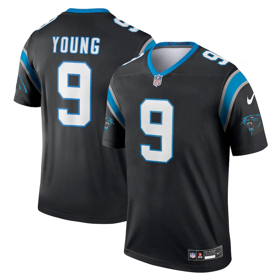 Men's Carolina Panthers Bryce Young Nike Black Team Legend Player Performance Top - U-jersey