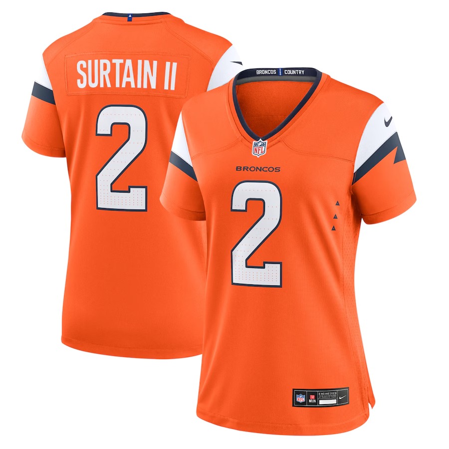Women's Denver Broncos Patrick Surtain II Nike Orange Mile High Collection Game Jersey - U-jersey