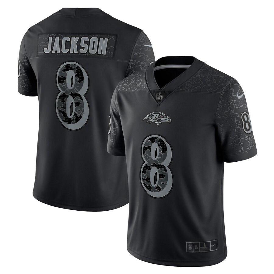 Men's Baltimore Ravens Lamar Jackson Nike Black RFLCTV Limited Jersey - U-jersey