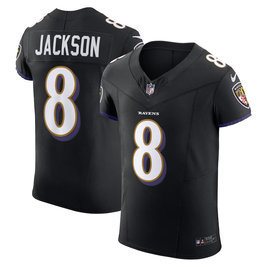 Men's Baltimore Ravens Lamar Jackson Nike Black Alternate Vapor F.U.S.E. Elite Jersey - U-jersey