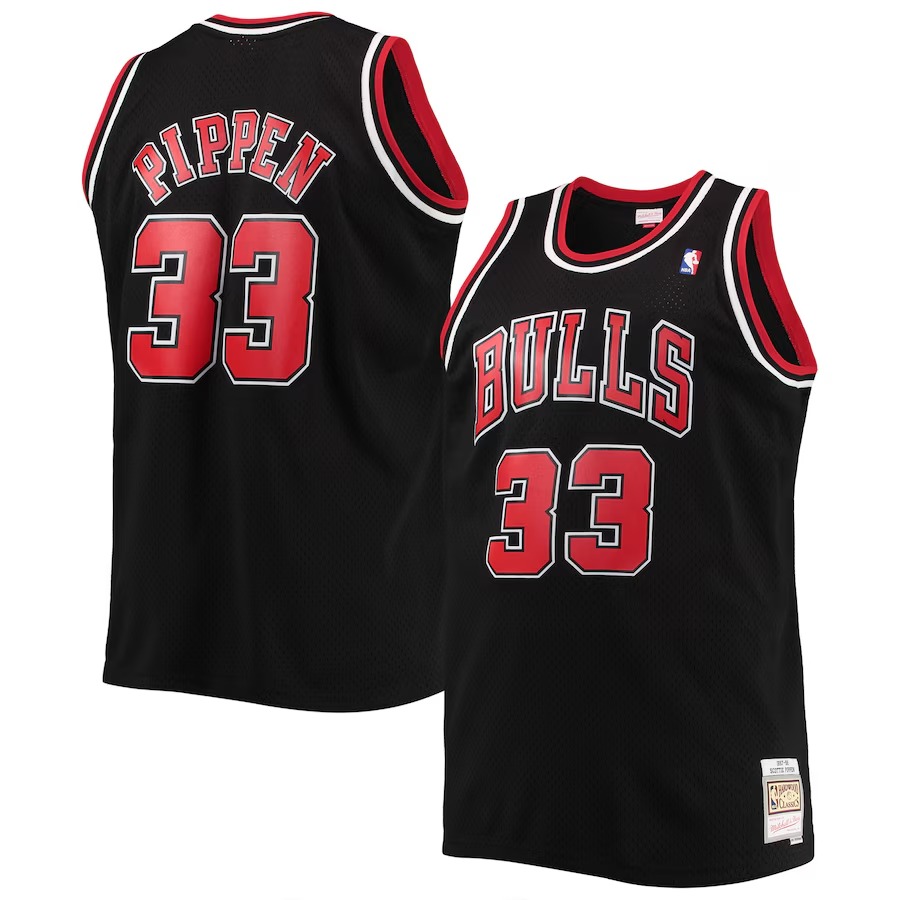 Men's Chicago Bulls Scottie Pippen Mitchell & Ness Black Big & Tall Hardwood Classics Swingman Jersey - U-jersey