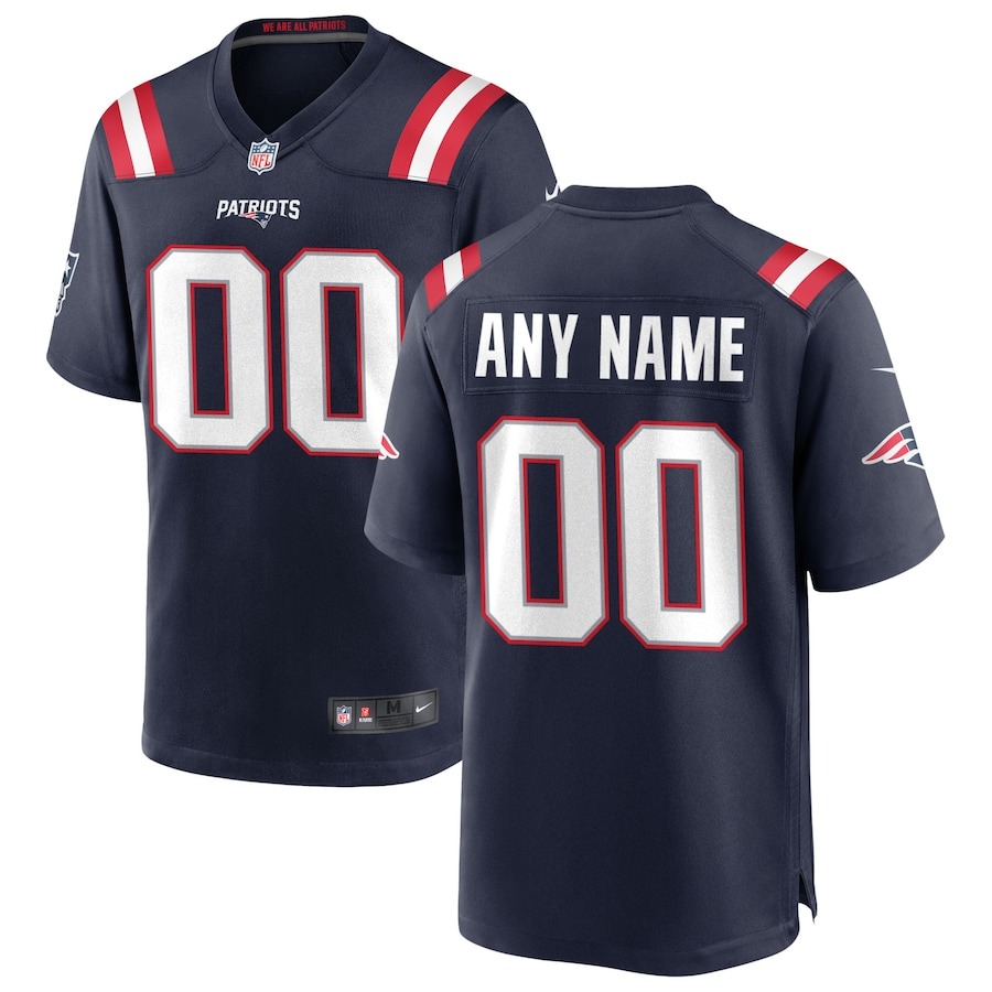 Men's Nike New England Patriots Navy Custom Game Jersey - U-jersey