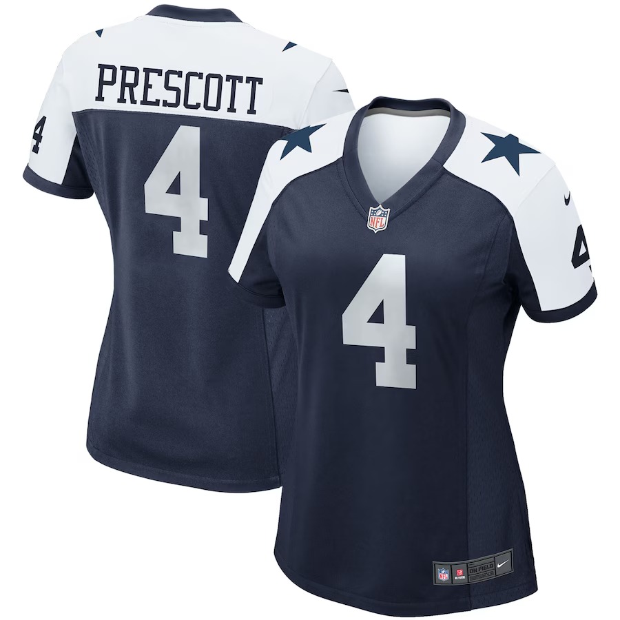 Women's Dallas Cowboys Dak Prescott Nike Navy Alternate Game Team Jersey - U-jersey
