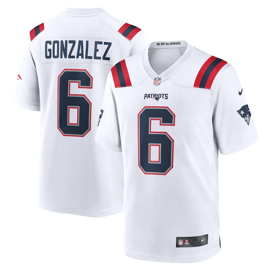 Men's New England Patriots Christian Gonzalez Nike  White  Game Jersey - U-jersey