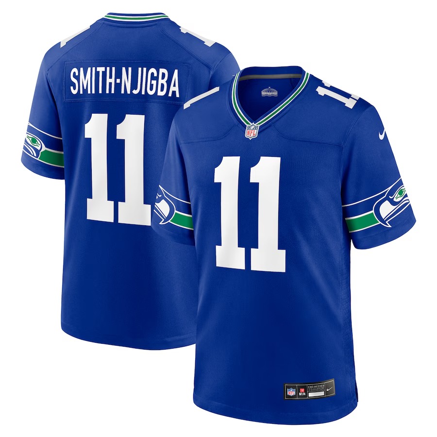 Men's Seattle Seahawks Jaxon Smith-Njigba Nike Royal Throwback Player Game Jersey - U-jersey