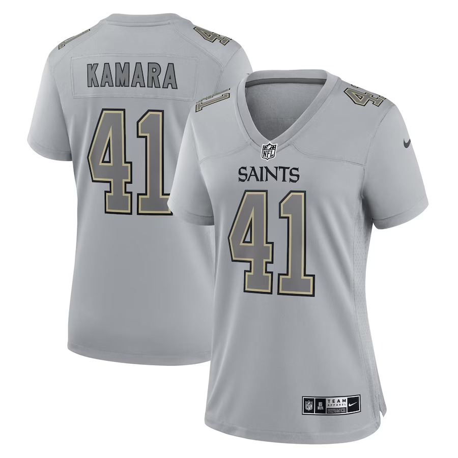 Women's New Orleans Saints Alvin Kamara Nike Gray Atmosphere Fashion Game Jersey - U-jersey