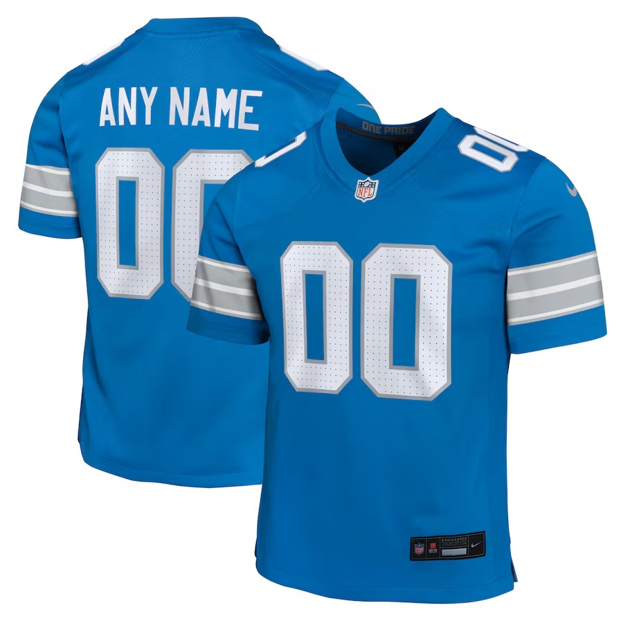 Youth Detroit Lions Nike Blue Custom Game Jersey - U-jersey