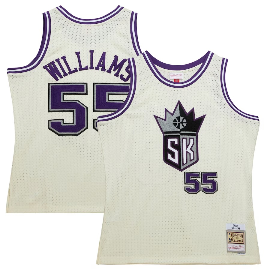 Men's Sacramento Kings Jason Williams Mitchell & Ness Cream Chainstitch Swingman Jersey - U-jersey