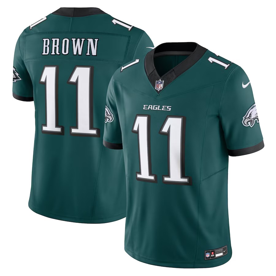 Men's Philadelphia Eagles A.J. Brown Nike Midnight Green Vapor F.U.S.E. Limited Jersey - U-jersey