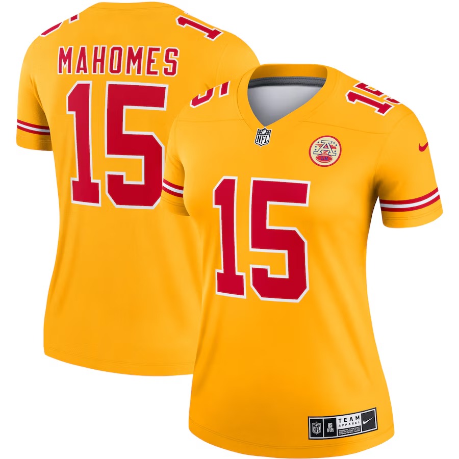 Women's Kansas City Chiefs Patrick Mahomes Nike Gold Inverted Legend Jersey - U-jersey