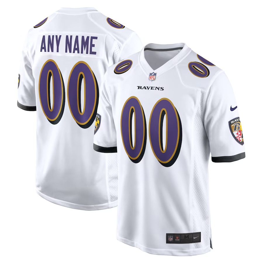 Men's Baltimore Ravens Nike White Custom Game Jersey - U-jersey