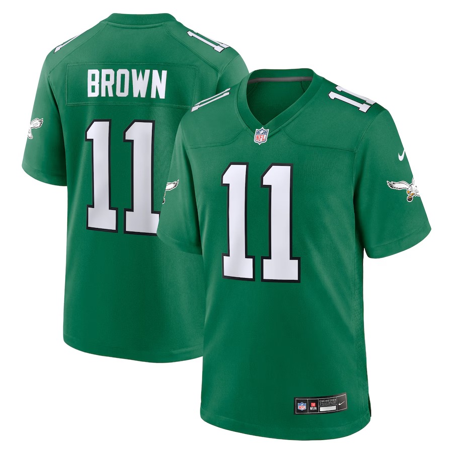 Men's Philadelphia Eagles A.J. Brown Nike Kelly Green Alternate Game Player Jersey - U-jersey