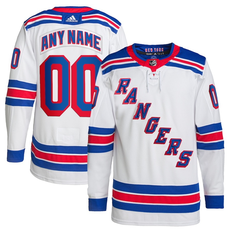 Men's New York Rangers adidas White Away Primegreen Authentic Custom Jersey - U-jersey