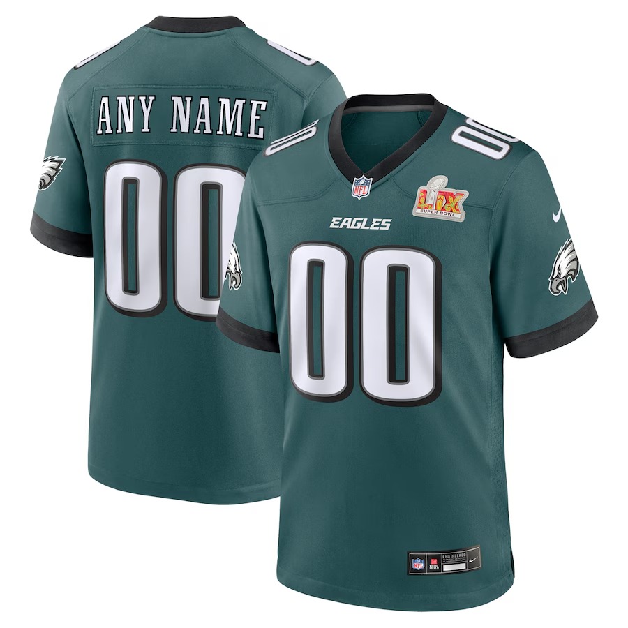 Men's Philadelphia Eagles  Nike Midnight Green Super Bowl LIX Custom Game Jersey - U-jersey