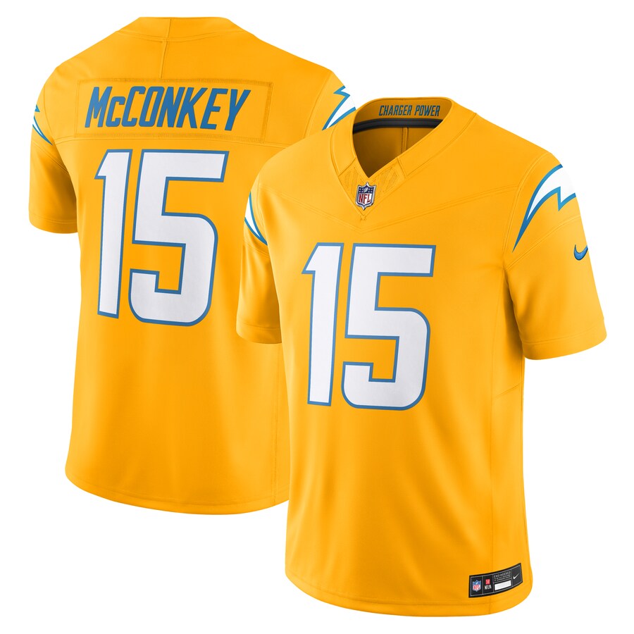 Men's Los Angeles Chargers Ladd McConkey Nike Gold Alternate Charger Power Vapor F.U.S.E. Limited Jersey - U-jersey