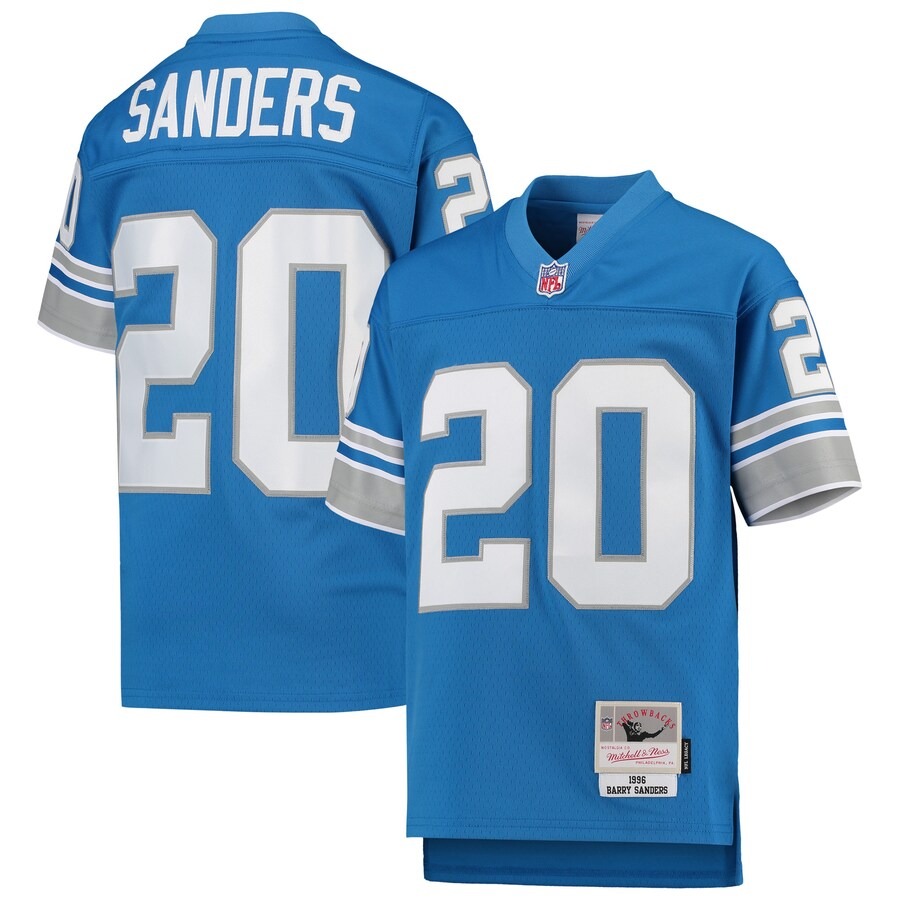 Youth Detroit Lions Barry Sanders Mitchell & Ness Blue 1996 Legacy Retired Player Jersey - U-jersey
