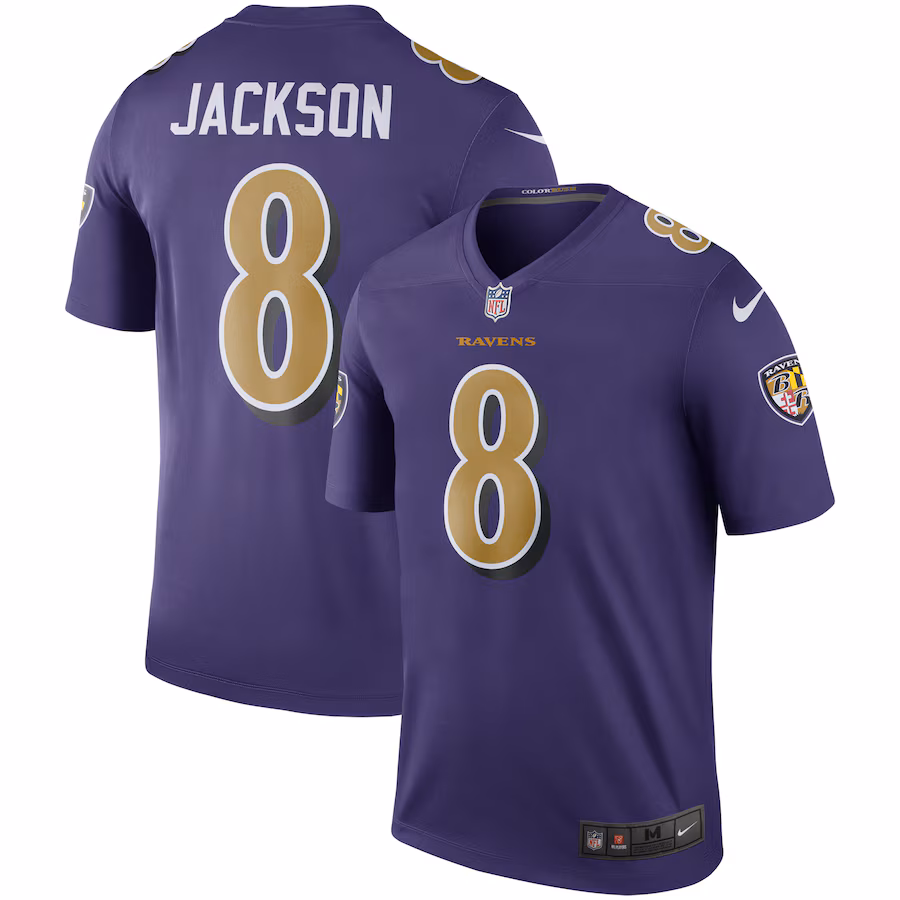 Men's Baltimore Ravens Lamar Jackson Nike Purple Legend Player Performance Top - U-jersey