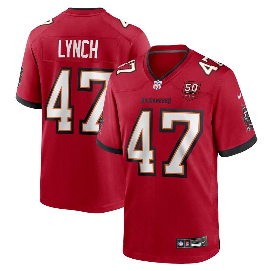 Men's Tampa Bay Buccaneers John Lynch Nike Red 50th Anniversary Team Game Jersey - U-jersey