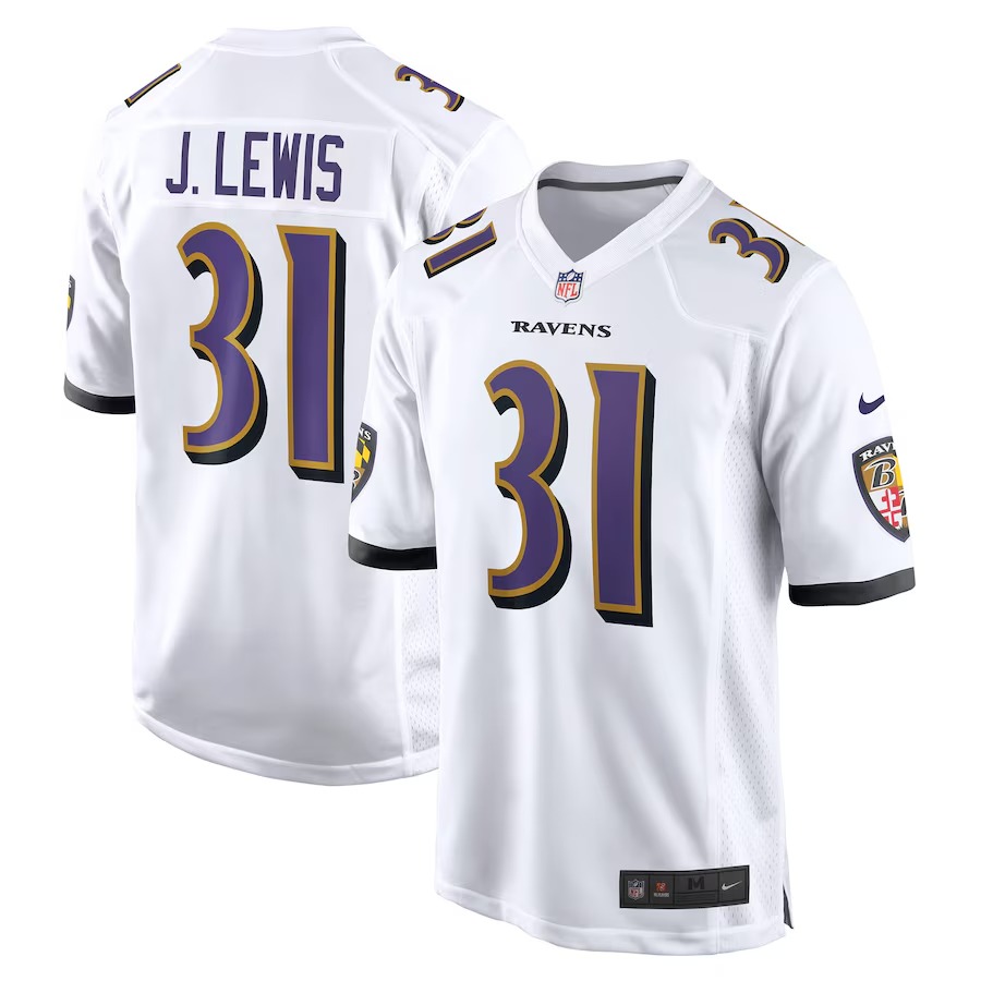 Men's Baltimore Ravens Jamal Lewis Nike White Retired Player Game Jersey - U-jersey