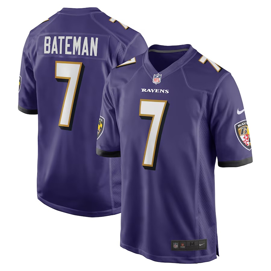 Men's Baltimore Ravens Rashod Bateman Nike Purple Game Player Jersey - U-jersey