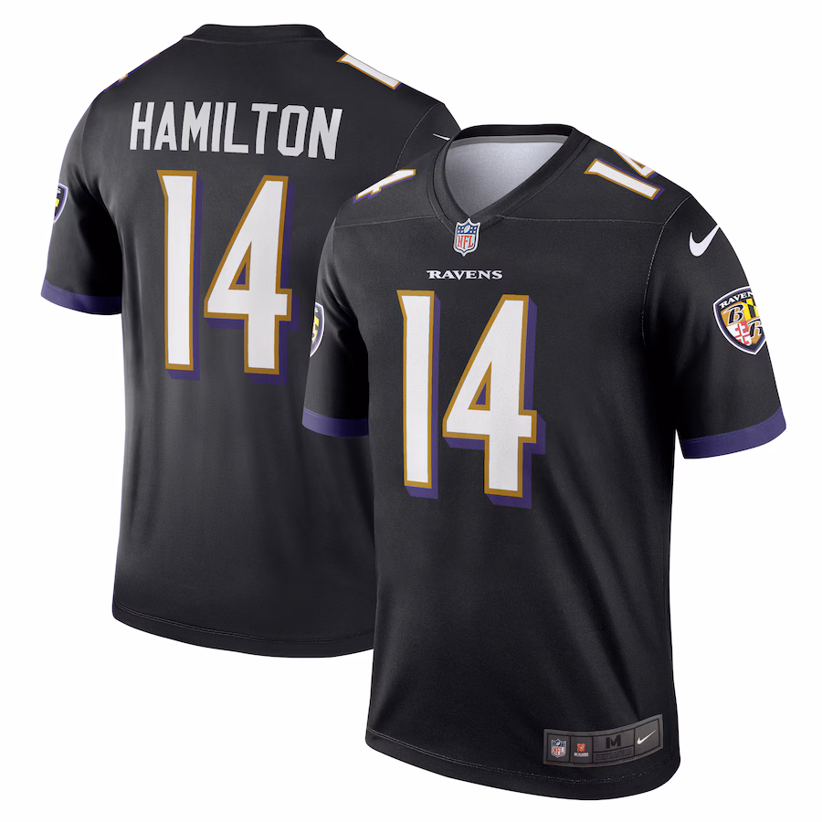 Men's Baltimore Ravens Kyle Hamilton Nike Black Legend Player Performance Top - U-jersey