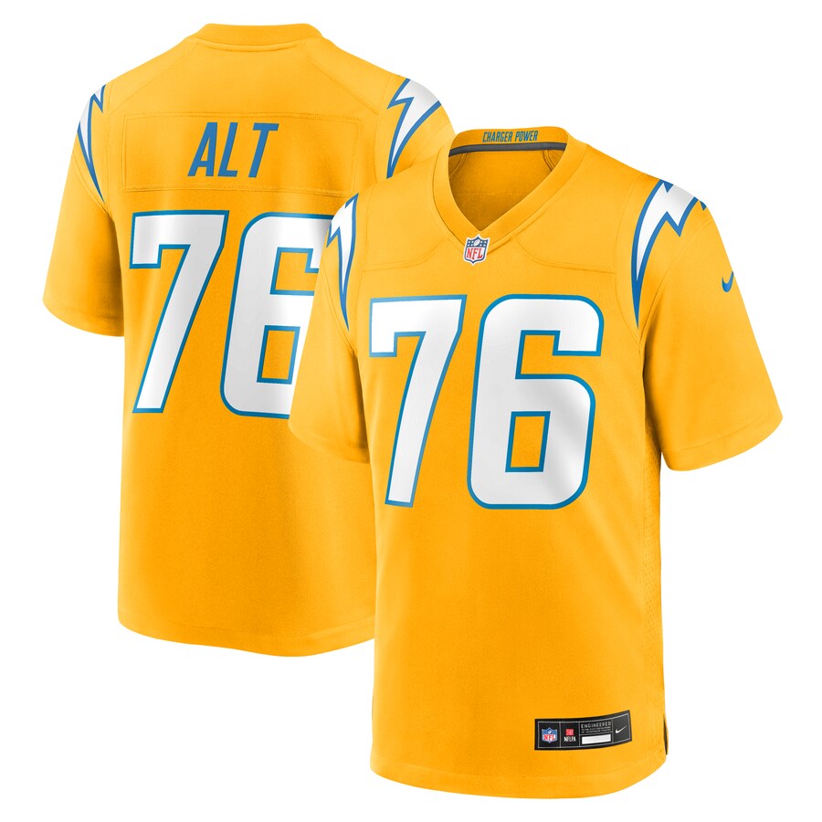 Men's Los Angeles Chargers Joe Alt Nike Gold Alternate Charger Power Game Player Jersey - U-jersey