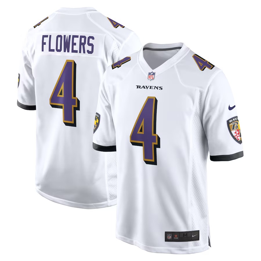 Men's Baltimore Ravens Zay Flowers Nike  White  Game Jersey - U-jersey