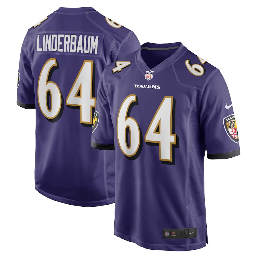 Men's Baltimore Ravens Tyler Linderbaum Nike Purple Player Game Jersey - U-jersey
